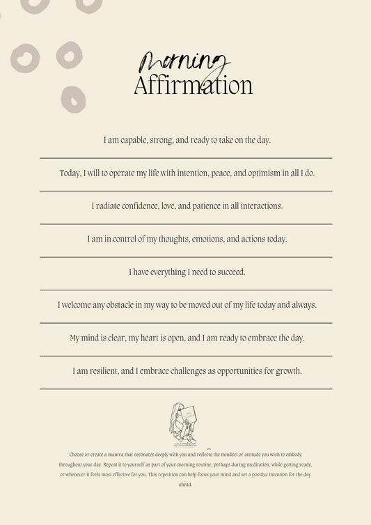 Morning Affirmation Printable A4